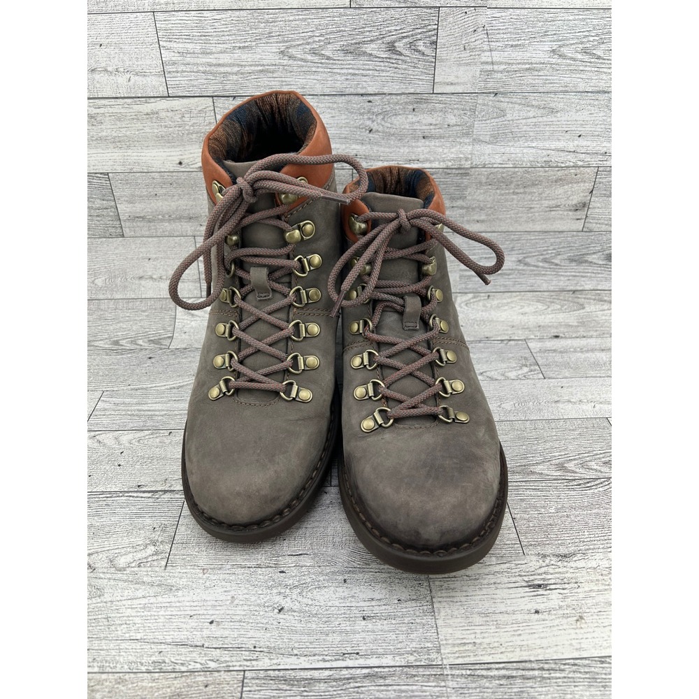 Born Women Grey Leather Hiking Ankle Boots BR0028460 Plaid Lined Size‎ 8.5M